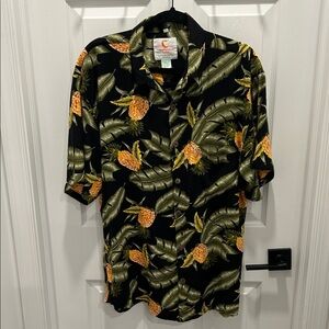 Men's Black and Green Tropical Print Shirt